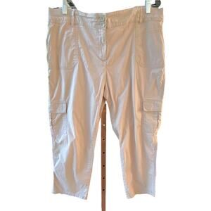 Chico's tan khaki cargo pants cropped with elastic waistband size 2
